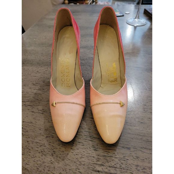 Vintage 1960s Pink Ombre heels with triangle embellishment Do.Inic Romano - Picture 4 of 13